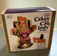 Crazy Cat Lady Wood Stacking Game Strategic Balance Novelty