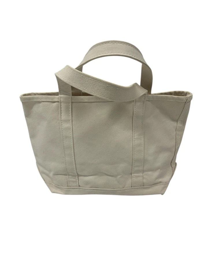 Bolso de Mano LL Bean Boat And Tote Lona Sólida Natural Mediana Tapa Abierta Años 90 Foto 4 de 4