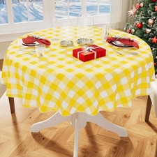 Misaya Round Waterproof Vinyl Table Cloth Buffalo Flannel Backed Wipeable