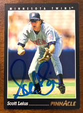 1993 Pinnacle SCOTT LEIUS Autographed Baseball Card #192 TWINS