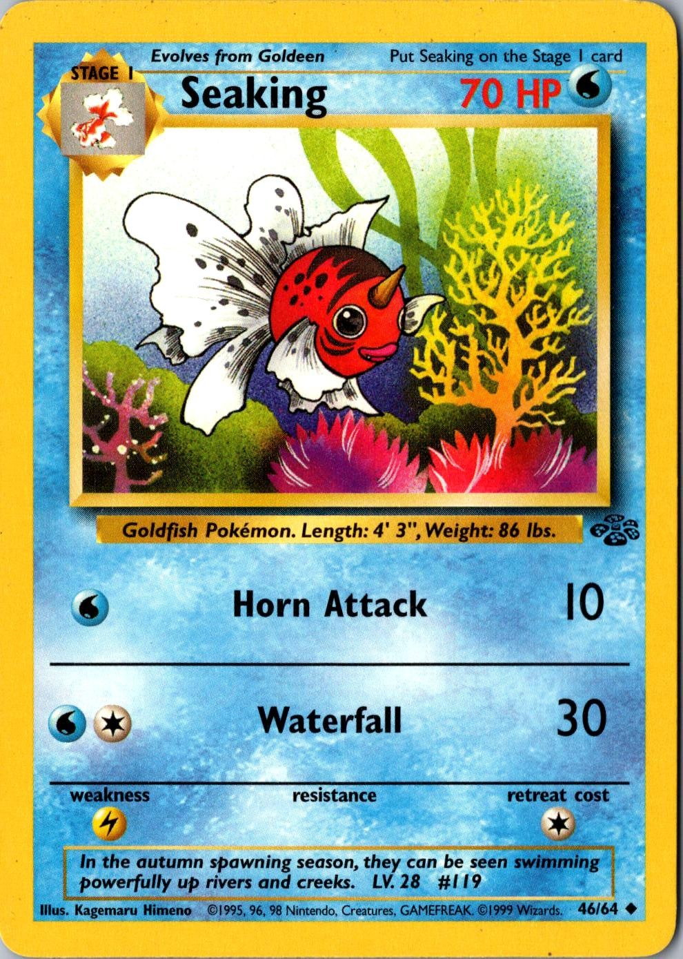 Seaking 46/64 Uncommon Jungle LP Pokemon Card