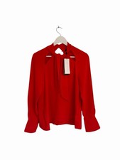 French Connection Carmen Blouse Red Long Sleeve New RRP £65 Chiffon Size XS 6 8