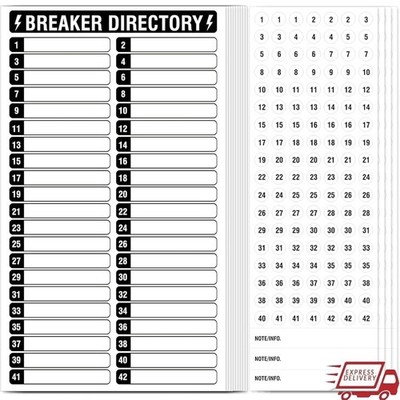 Electrical Panel Breaker Directory Labels Set Durable Waterproof Tags 10 Labels