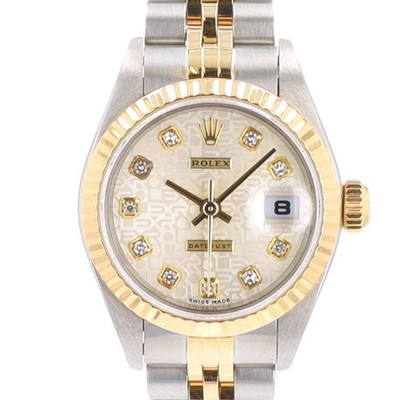 Rolex Datejust 79173 Two-Tone 18KY SS Silver Diamond Dial Jubilee Watch w/ Paper