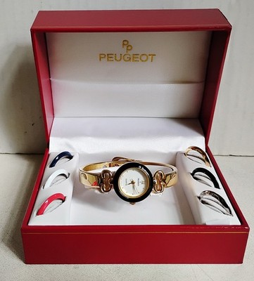 Peugeot 1990s Interchangeable Bezel Set Womens Quartz Wrist Watch