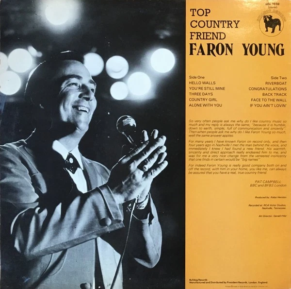 Faron Young - Top Country Friend (LP, Comp, RE) (Mint (M)) - 3741222787 - Image 2 of 4