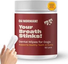 Dog Dental Wipes Finger Wipes for Teeth Cleaning Fresh Breath 50ct