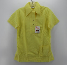 VINTAGE King Louie Polo Shirt Women 32 Yellow Bowling 70s Leisure Small NWT 