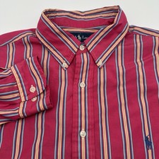 Polo Ralph Lauren Pink Striped Classic Fit Shirt Mens 17.5 XL Button Up L/S