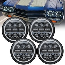 4PCS 5.75" 5-3/4" Round LED Headlights Halo DRL for Chevy Chevelle 1964-1970
