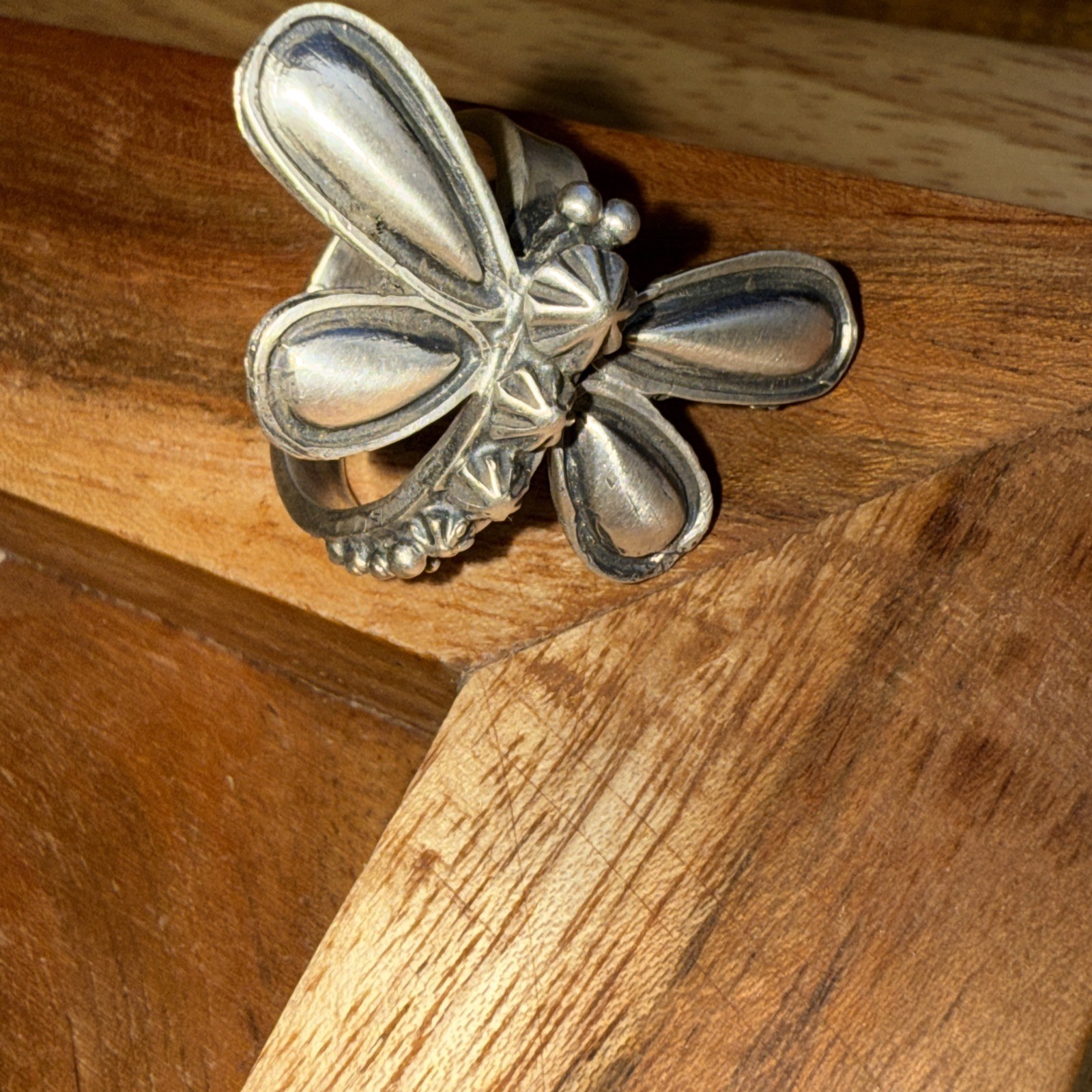 Sterling Silver Dragonfly Adjustable Ring - image 3