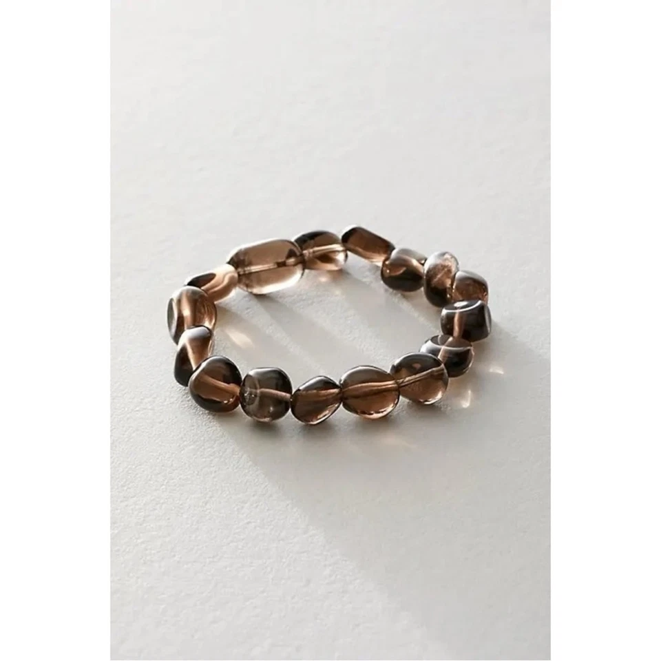 Pulsera Gruesa Piedra Cristal Free People Ariana Ost Cuarzo Ahumado Bohemio Foto 4 de 4