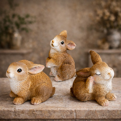 Handmade Brown Bunny Rabbit Figurine Easter Spring Farmhouse Shelf Decor 1 PCs