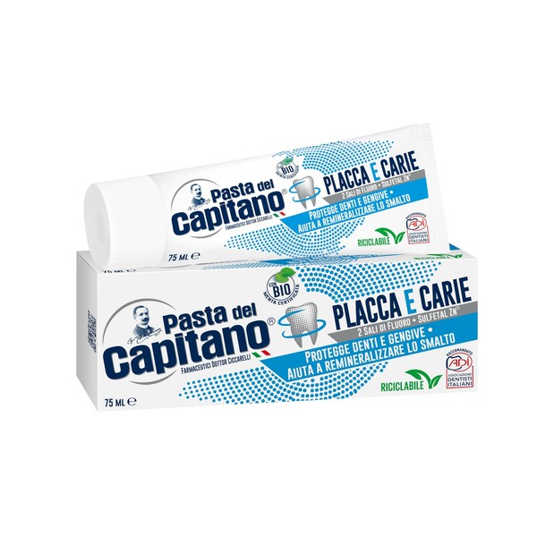 Bio Zahncreme 75 Ml Pasta Del Capitano, Plaque & Karies Schutz, Made In Italy-image