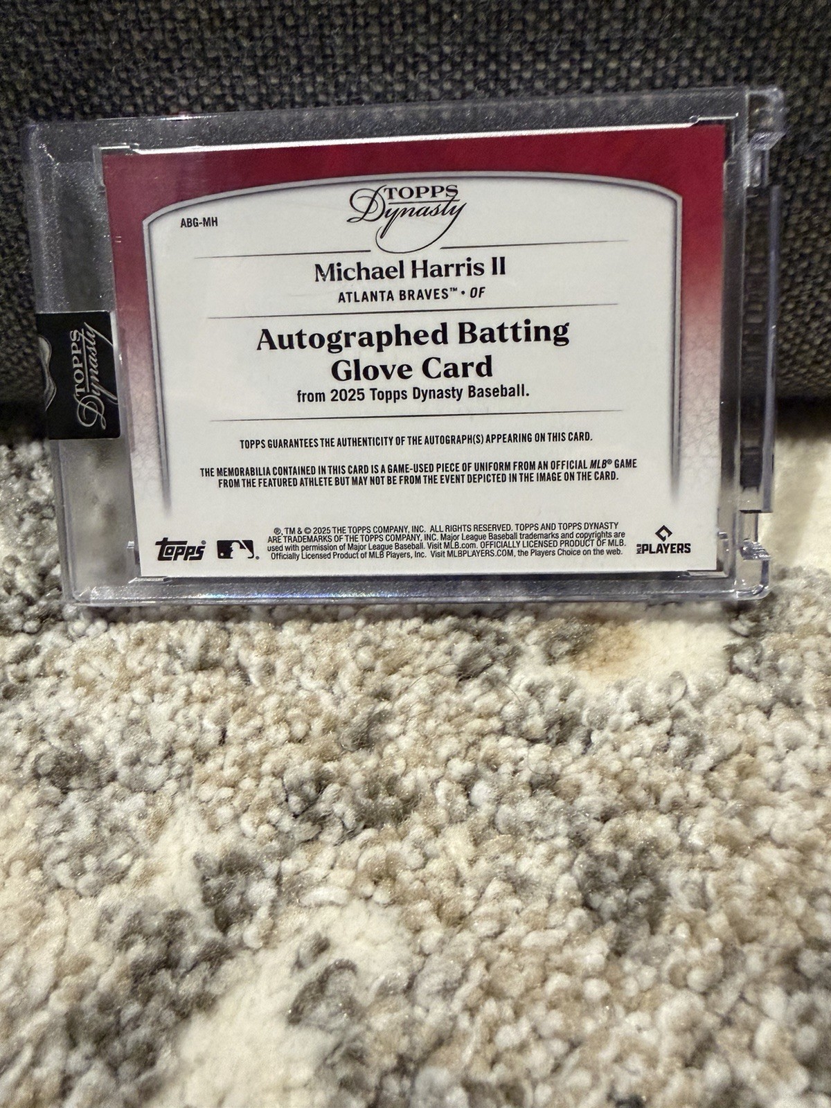 Michael Harris II 2025 Topps Dynasty #DAP-ma5 Batting Glove Patch Auto /5 view 2