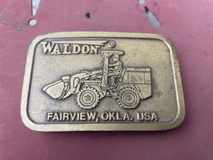 Vintage WALDON Front End Loader Brass Belt Buckle w Truck ~ Walden NY ~ NIP