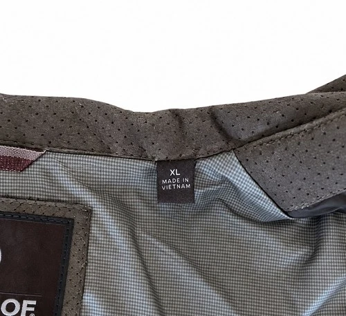 Weatherproof Men XL Faux Suede Perforated Full Zip Jacket Brown Gray Lightweight image 6