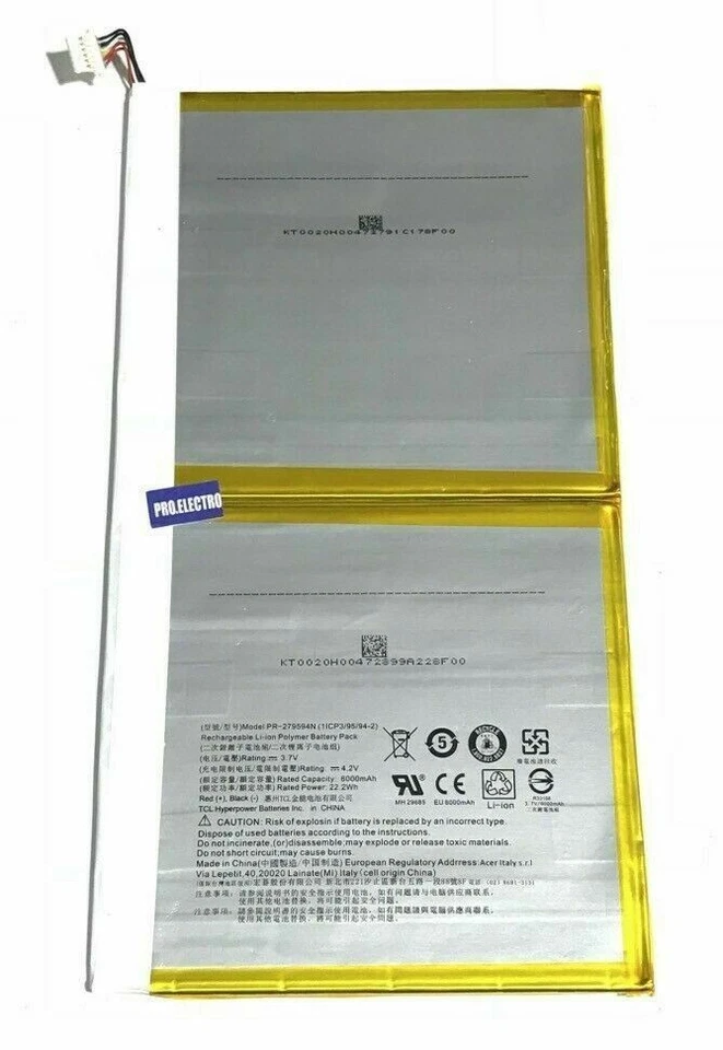 Battery Acer Tab 10 A3-A40 A8002 PR-279594N (1ICP3/95/94.2) 6000Mah 5pins - Image 2 of 2