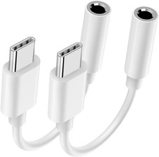 2 Pack USB C to 3.5mm Headphone Jack Adapter for iPhone 17 16 15 WHITE