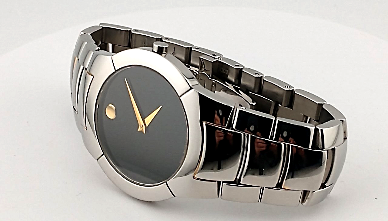 Movado Mens Classic Museum 18K Gold Stainless Steel Watch