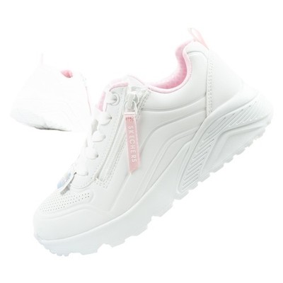 Skechers Uno Lite-Easy Zip Kinder Mädchen Turnschuhe Sportschuhe Weiß/Rosa