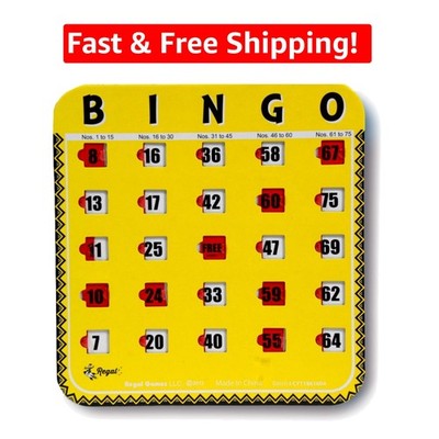 Durable Large Print Bingo Cards - 8 Pack with Modern Sliding Windows, 6.5 x 6.75