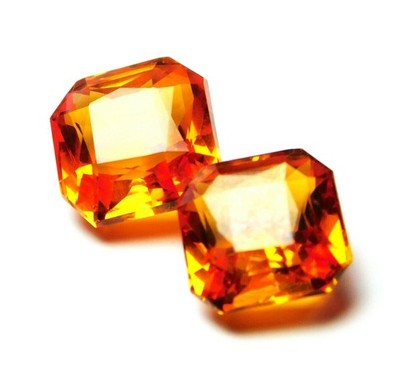 15 Ct Natural Brazilian Orange Topaz Square Cut CERTIFIED Loose Gemstones Pair's