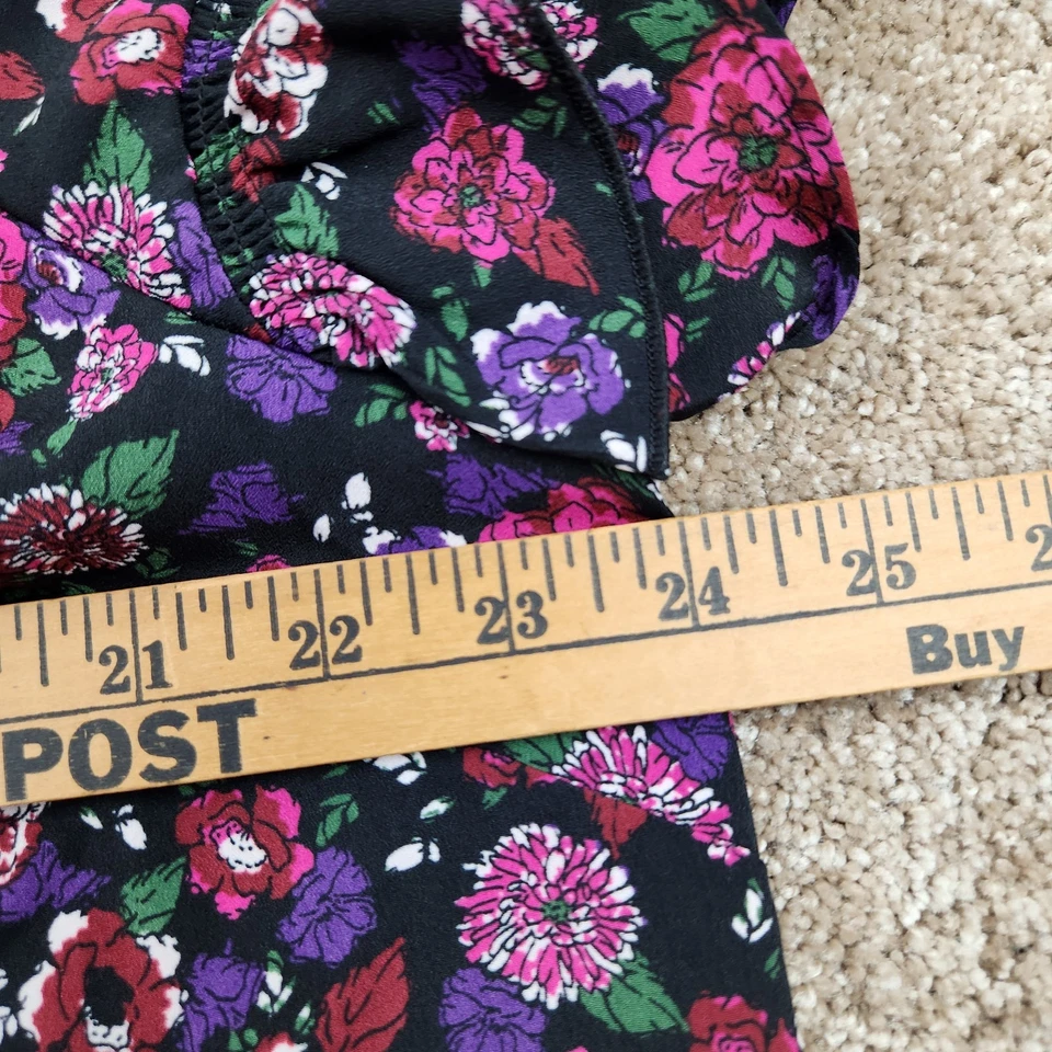 Blusa Lane Bryant feminina 14 roxa floral manga babado blusa - Imagem 4 de 4