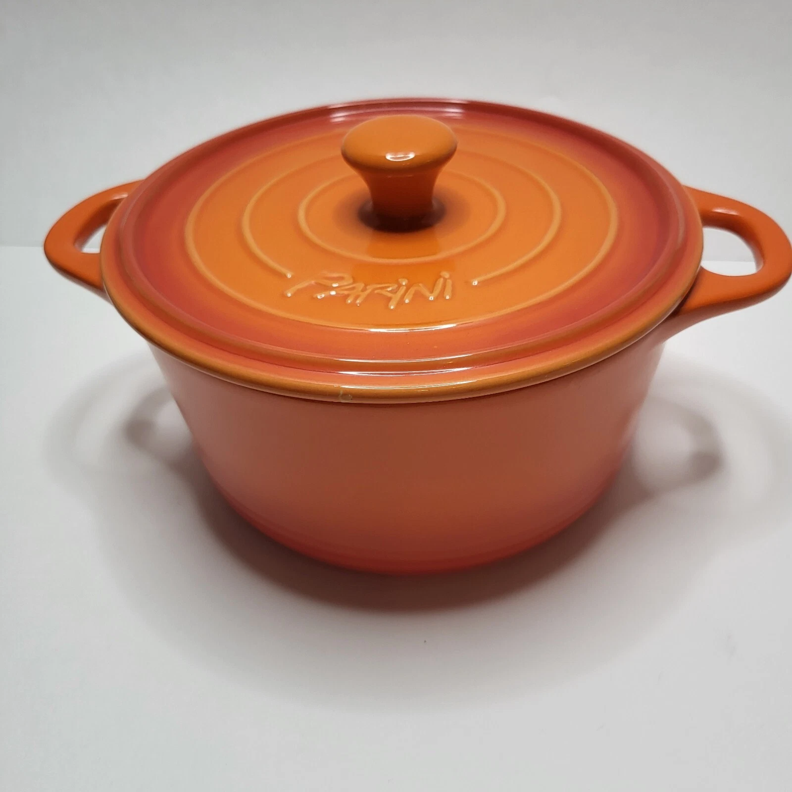 Dutch Oven Casserole Dish PARINI 2.5 Quart Orange Ceramic Cookware with Lid
