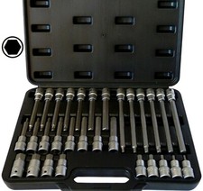 Innen-Sechskant Steckschl&uuml;ssel Set 30tlg. 5-19mm S2-Stahl Bitsatz 1/2" PeTools