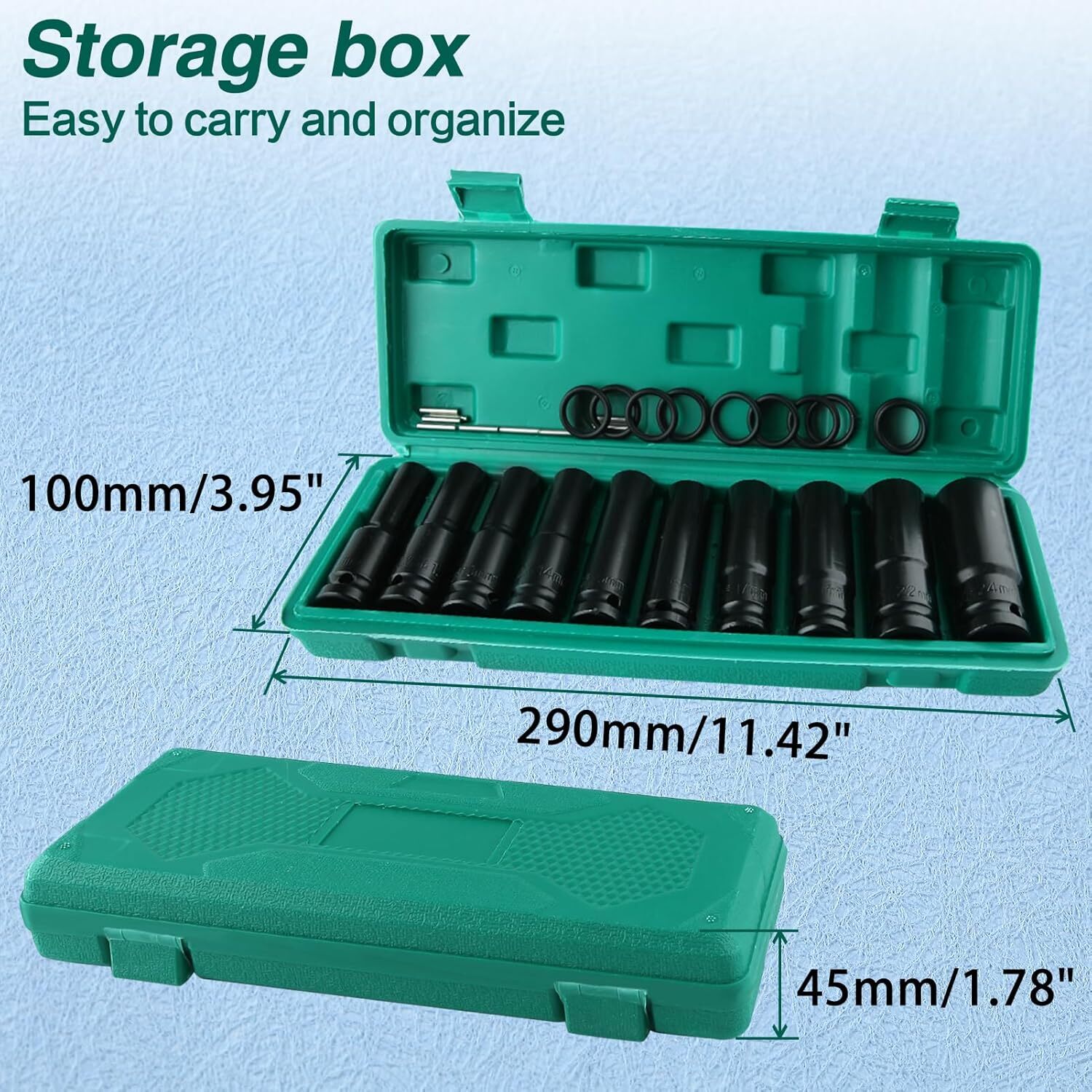 1/2" Deep Impact Socket Set Drive Long Reach Thin Wall Metric Sockets 10mm-24mm