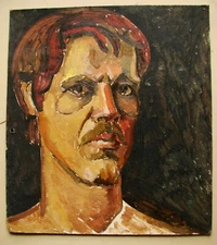Ukrainian soviet Oil Painting postimpressionism male portrait young man