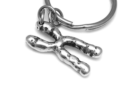 Chromosome Keychain in Pewter, Handmade DNA Genetics Genome X Y Biology Science