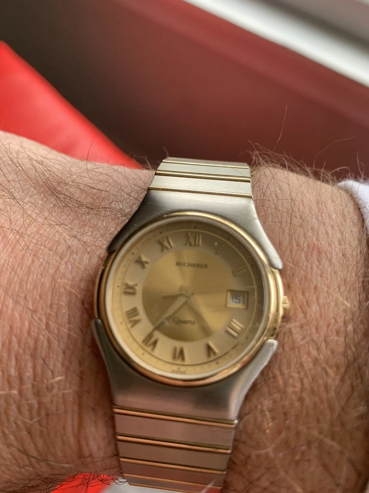 Vintage BUCHERER 80-18 Chrystal Sapphire Gold&sStaines Steel - Image 4 of 4