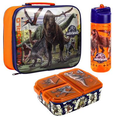 Jurassic World Kids Lunch Box Set – Lunch Bag, Lunch Box and 580ml Water  Bottle UK