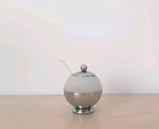 Chase Aluminum And Milk Glass Salt Cellar Condiment Dish Globe