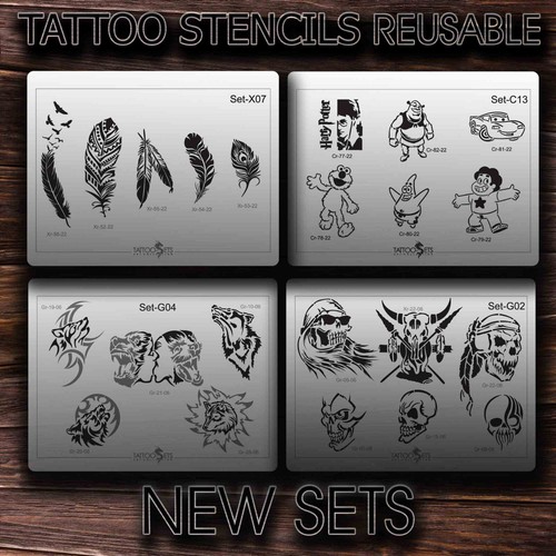 airbrush-tattoo-stencils-reusable-new-sets-ebay