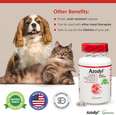 Vetoquinol Azodyl Kidney Health Supplement for Dogs & Cats, 90ct