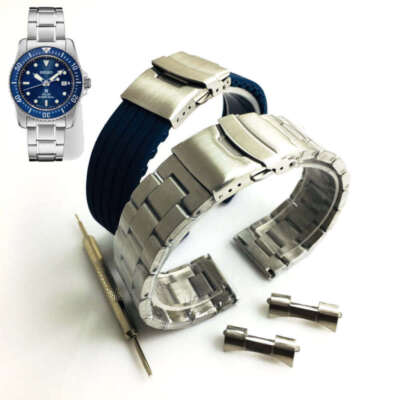 Steel & Silicone Replacement Watch Band For Seiko SNE585 V147-0CS0 SNE585P1