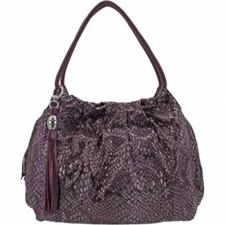 NWTag BRIGHTON NOLITA Purple Python Snake Leather Shoulder Bag Hobo MSRP $330