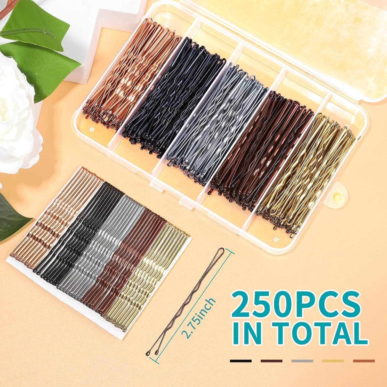 250 Pcs 2.75" Large Bobby Pins Long Hair Clips Non Slip Hair Pins for Thick Hair