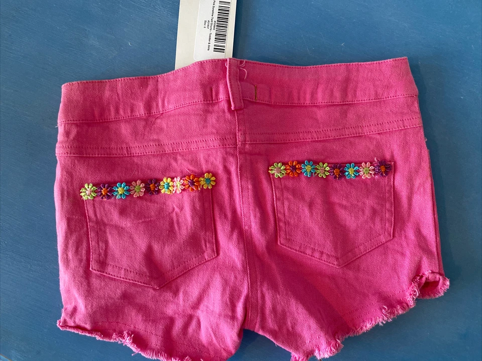 Shorts de sarja Little Mass rosa sol novo com etiquetas 6 - Imagem 2 de 3