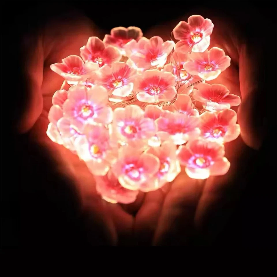 Cadena de luces de hadas flor de cerezo 2M 20LED cadena de lámparas decoración de Navidad Foto 2 de 4