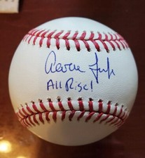 NY YANKEES STAR AARON JUDGE AUTOGRAPHED BAT & ALL RISE AUTOGRAPHED BASEBALL