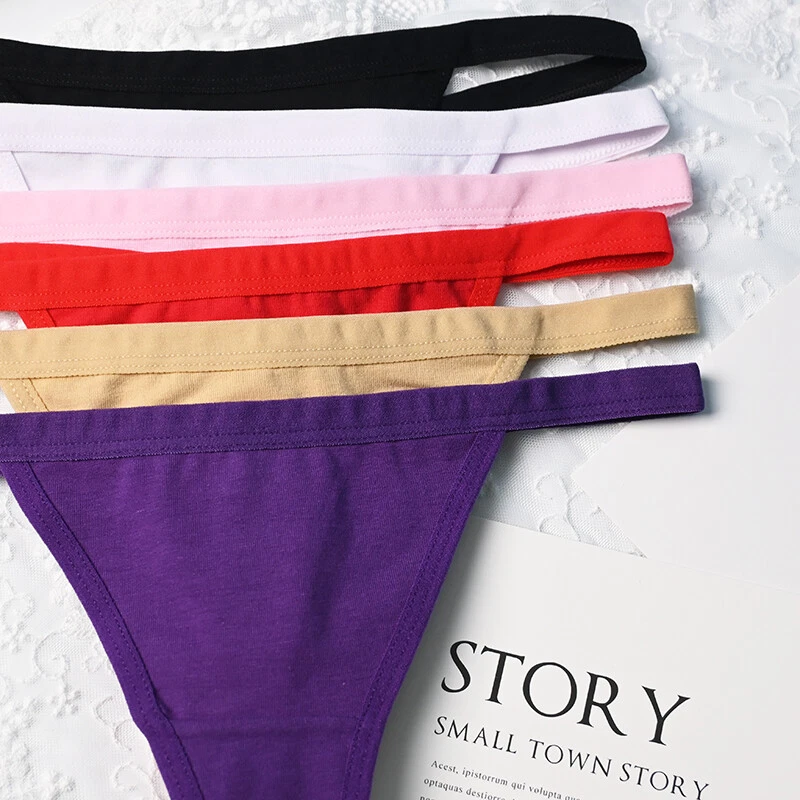 Lote de 6 paquetes Mujeres Algodón Sexy Tanga Ropa Interior Tanga Tanga T-Back Bragas Talla M L Foto 2 de 4