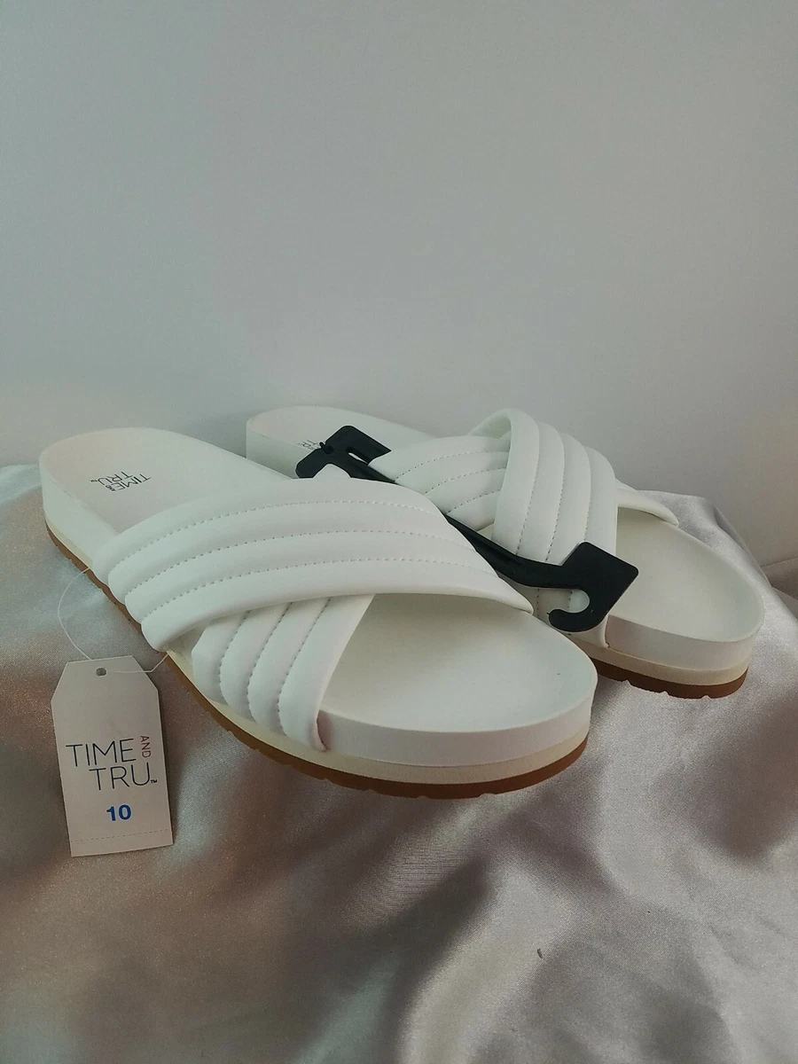 Time and tru white sandals sale