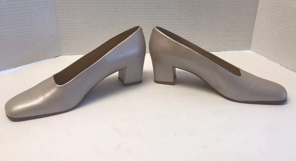 Zapatos de salón Enzo Angiolini para mujer 8,5 m champán cuero suave cremoso tacón grueso España Foto 4 de 4