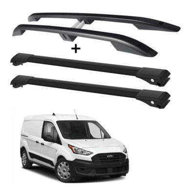 For Ford Transit Connect 2014-2023 LWB  fix Points Roof Rack Rails Black 4x