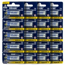 20 x Vinnic 27A batteries L828F Alkaline cells 12V High Voltage MN27 E27A Alarms