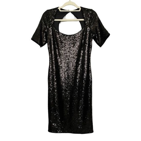 laundry black sequin dress Laundry By Shelli Segal Women's black sequin cocktail party dress Size 6  formal